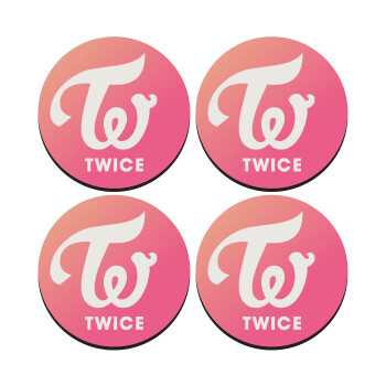 Twice, ΣΕΤ 4 Σουβέρ ξύλινα στρογγυλά (9cm)