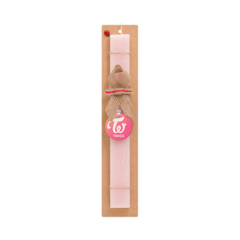 Twice, Easter Set, wooden keychain & scented flat Easter candle (30cm) (PINK)