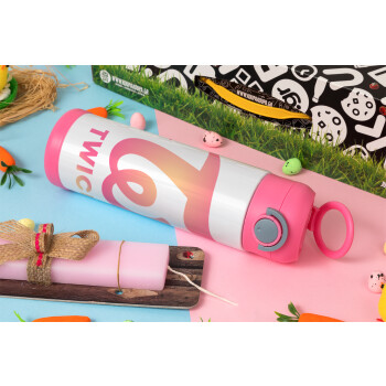 Twice, Easter candle, Childrens hot water bottle, stainless steel, with safety straw, PINK (500ml)