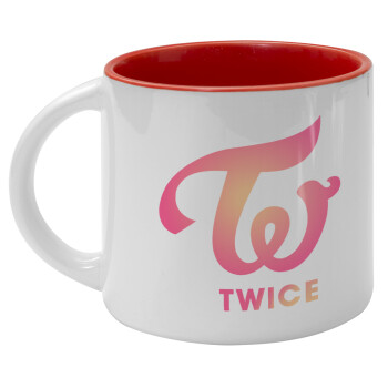 Twice, Κούπα κεραμική 400ml Λευκή/Κόκκινη