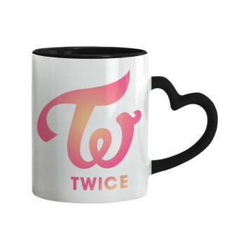 Twice, Mug heart black handle, ceramic, 330ml