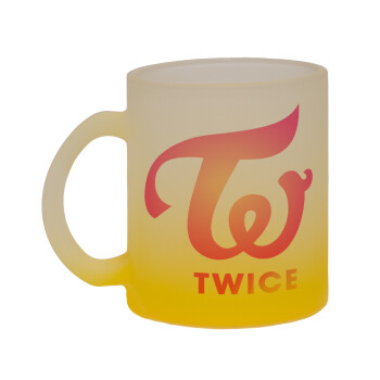 Twice, Κούπα γυάλινη δίχρωμη με βάση το κίτρινο ματ, 330ml
