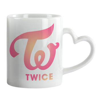 Twice, Mug heart handle, ceramic, 330ml
