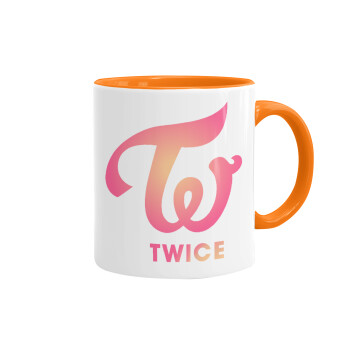 Twice, Κούπα χρωματιστή πορτοκαλί, κεραμική, 330ml