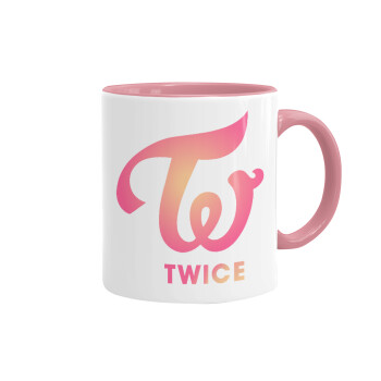 Twice, Κούπα χρωματιστή ροζ, κεραμική, 330ml