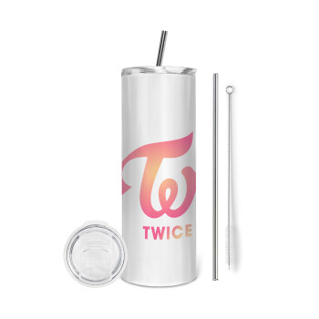 Twice, Tumbler stainless steel 600ml, with metal straw & cleaning brush
