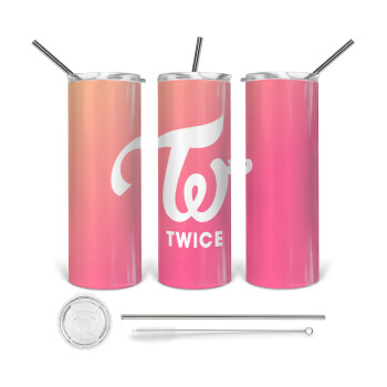 Twice, 360 Eco friendly stainless steel tumbler 600ml, with metal straw & cleaning brush