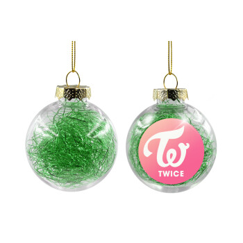 Twice, Χριστουγεννιάτικη μπάλα δένδρου διάφανη με πράσινο γέμισμα 8cm
