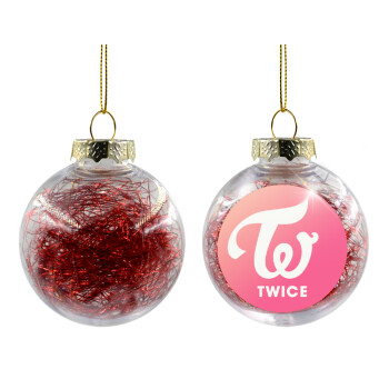 Twice, Χριστουγεννιάτικη μπάλα δένδρου διάφανη με κόκκινο γέμισμα 8cm