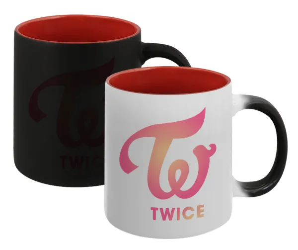 Twice — Κούπα Μαγική εσωτερικό κόκκινο, κεραμική, 330ml που αλλάζει χρώμα με το ζεστό ρόφημα