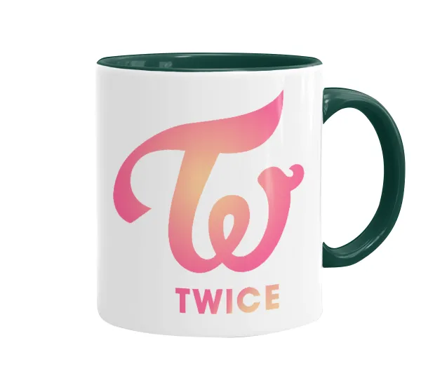 Twice — Κούπα χρωματιστή πράσινη, κεραμική, 330ml