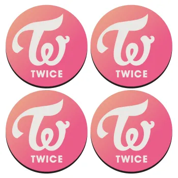 Twice, ΣΕΤ 4 Σουβέρ ξύλινα στρογγυλά (9cm)