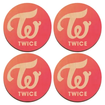 Twice, ΣΕΤ x4 Σουβέρ ξύλινα στρογγυλά plywood (9cm)