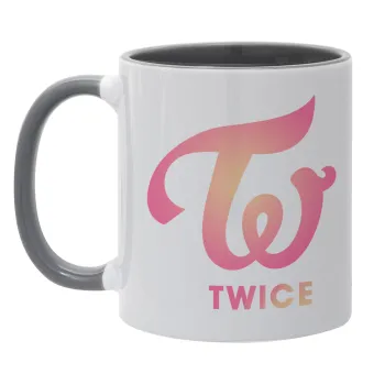 Twice, Κούπα χρωματιστή γκρι, κεραμική, 330ml