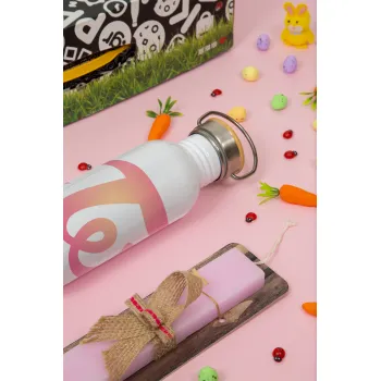 Twice, Πασχαλινή Λαμπάδα με παγούρι μεταλλικό (620ml, stainless steel) & κερί αρωματικό πλακέ (30cm) (ΡΟΖ)