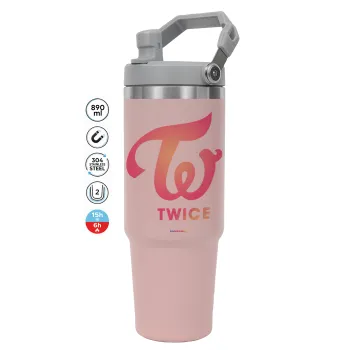 Twice, Pink color, 890ml (30oz) stainless Steel Tumbler with Handle