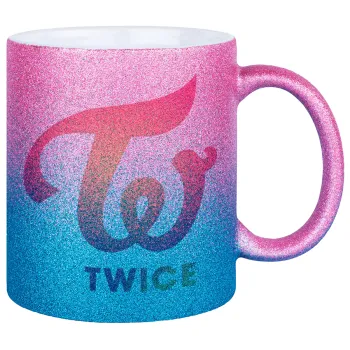 Twice, Κούπα Χρυσή/Μπλε Glitter, κεραμική, 330ml