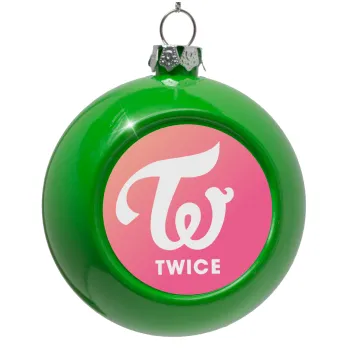 Twice, Green Christmas tree ornament bauble 8cm