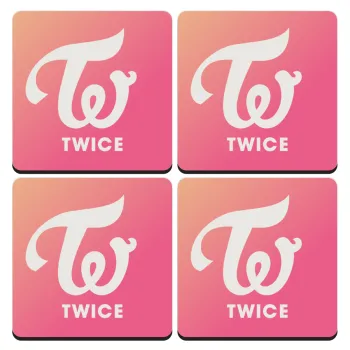 Twice, ΣΕΤ 4 Σουβέρ ξύλινα τετράγωνα (9cm)