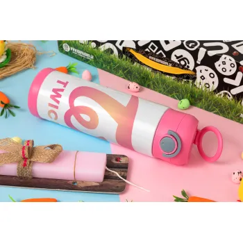 Twice, Easter candle, Childrens hot water bottle, stainless steel, with safety straw, PINK (500ml)