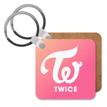 Twice, Μπρελόκ Ξύλινο τετράγωνο MDF