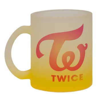 Twice, Κούπα γυάλινη δίχρωμη με βάση το κίτρινο ματ, 330ml