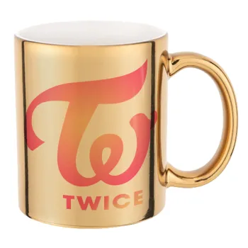 Twice, Κούπα κεραμική, χρυσή καθρέπτης, 330ml