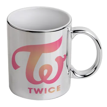 Twice, Κούπα κεραμική, ασημένια καθρέπτης, 330ml