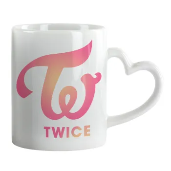 Twice, Mug heart handle, ceramic, 330ml