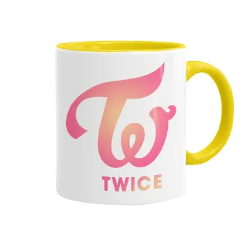 Twice, Mug colored yellow, ceramic, 330ml