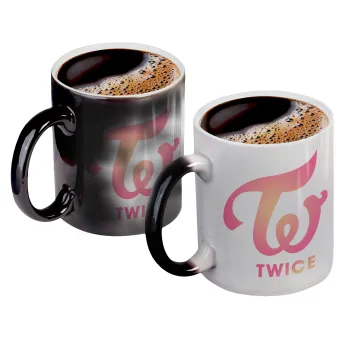 Twice, Color changing magic Mug, ceramic, 330ml when adding hot liquid inside, the black colour desappears (1 pcs)