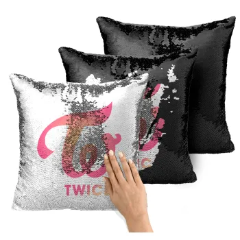 Twice, Μαξιλάρι καναπέ Μαγικό Μαύρο με πούλιες 40x40cm περιέχεται το γέμισμα
