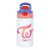 Παιδικό παγούρι θερμό, ανοξείδωτο, με καλαμάκι ασφαλείας, ροζ/μωβ (350ml)