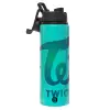 Metallic water bottle with safety lid, 850ml aluminum