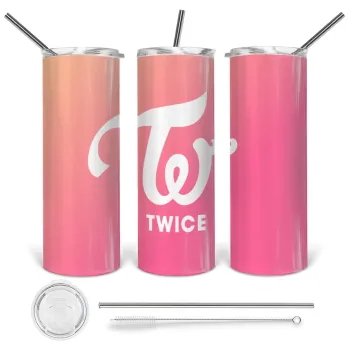 Twice, Tumbler stainless steel 600ml, with metal straw & cleaning brush