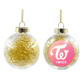 Twice, Transparent Christmas tree ball ornament with gold filling 8cm