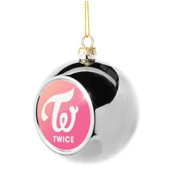 Twice, Silver 8cm Christmas tree ball ornament