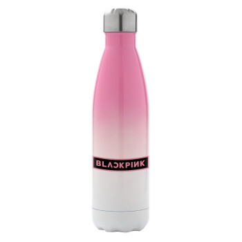 BLACKPINK, Μεταλλικό παγούρι θερμός Ροζ/Λευκό (Stainless steel), διπλού τοιχώματος, 500ml