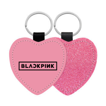 BLACKPINK, Μπρελόκ PU δερμάτινο glitter καρδιά ΡΟΖ