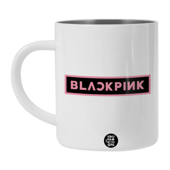 BLACKPINK, Λευκή Ανοξείδωτη Μεταλλική Κούπα 450ml - Διπλού Τοιχώματος 