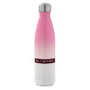 Metal mug thermos Pink/White (Stainless steel), double wall, 500ml