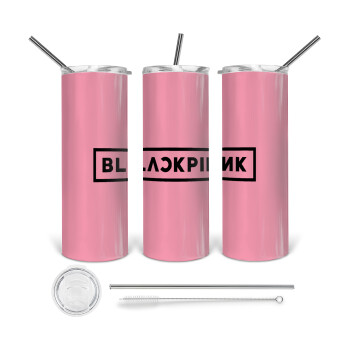 BLACKPINK, 360 Eco friendly stainless steel tumbler 600ml, with metal straw & cleaning brush
