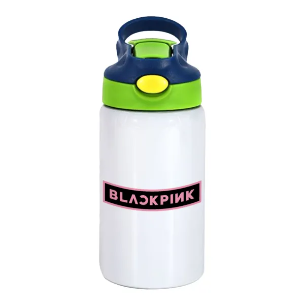 BLACKPINK — Παιδικό παγούρι θερμό, ανοξείδωτο, με καλαμάκι ασφαλείας, πράσινο/μπλε (350ml)