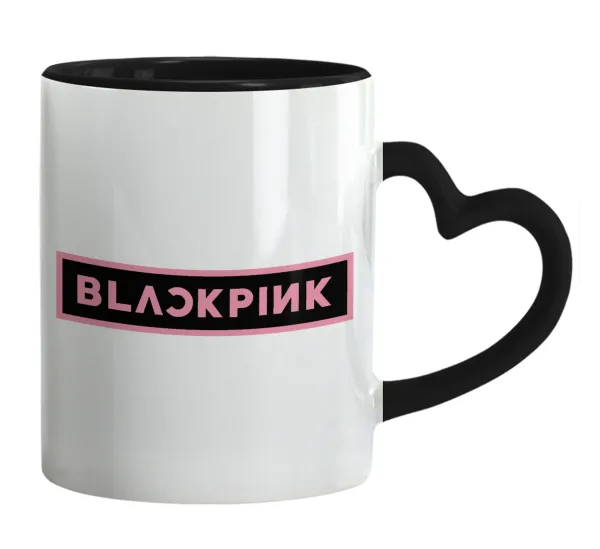BLACKPINK — Mug heart black handle, ceramic, 330ml