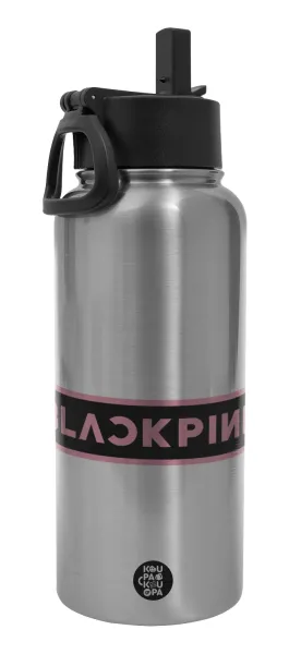 BLACKPINK — Metal mug thermo Silver with Straw and Spout Lid (Stainless steel), double wall, 950ml