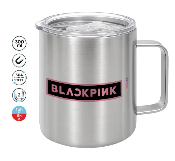BLACKPINK — Double-walled stainless steel mug 300ml with temperature-retaining lid