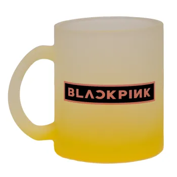 BLACKPINK, Κούπα γυάλινη δίχρωμη με βάση το κίτρινο ματ, 330ml