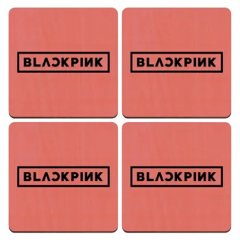 BLACKPINK, ΣΕΤ x4 Σουβέρ ξύλινα τετράγωνα plywood (9cm)