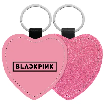BLACKPINK, Μπρελόκ PU δερμάτινο glitter καρδιά ΡΟΖ