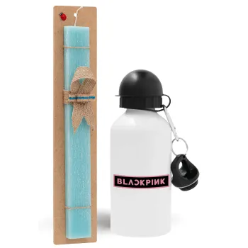 BLACKPINK, Easter Set, metallic aluminum water bottle (500ml) & scented flat candle (30cm) (TURQUOISE)